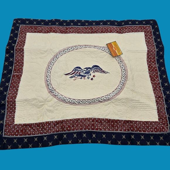 Patriotic Cracker Barrel Liberty Pillow Shams x2 American Eagle Red White & Blue - Picture 4 of 13